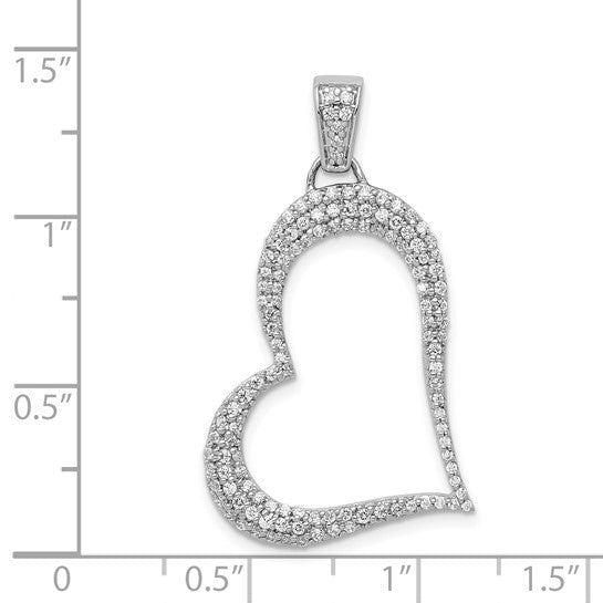 14K White Gold Full Diamond Accent 1/2 Carat Fancy Heart Pendant