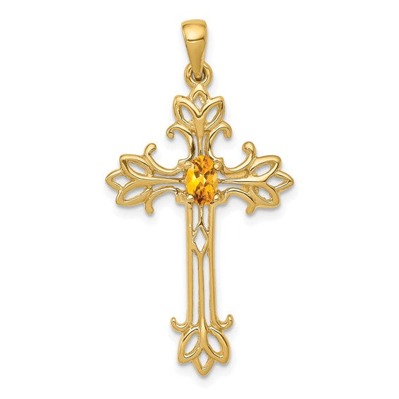 10K/14K Yellow/White Gold Cress Pendant With Citrine Birthstone
