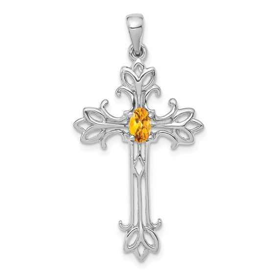 10K/14K Yellow/White Gold Cress Pendant With Citrine Birthstone