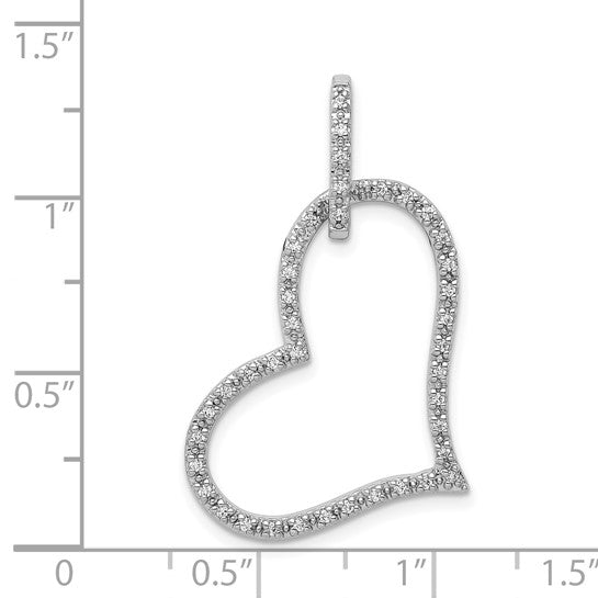 14K White Gold 1/6 Carat Full Diamond Accent Heart Pendant