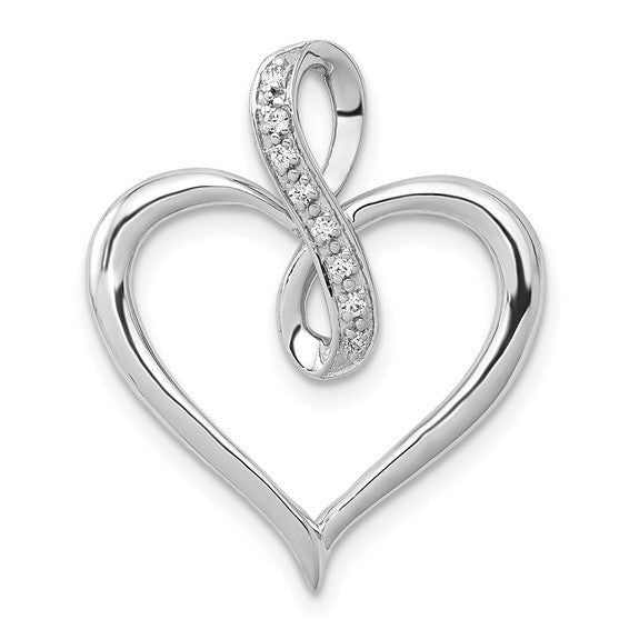 10K/14K White/Yellow Gold Heart Hanging On Diamond Infinity Pendant