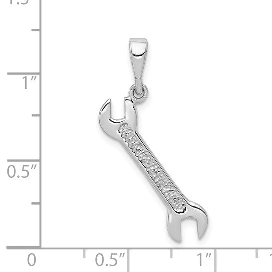 14K White Gold Mechanic Wrench Pendant