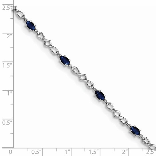 Sterling Silver Natural Sapphire & Diamond Twist Bracelet