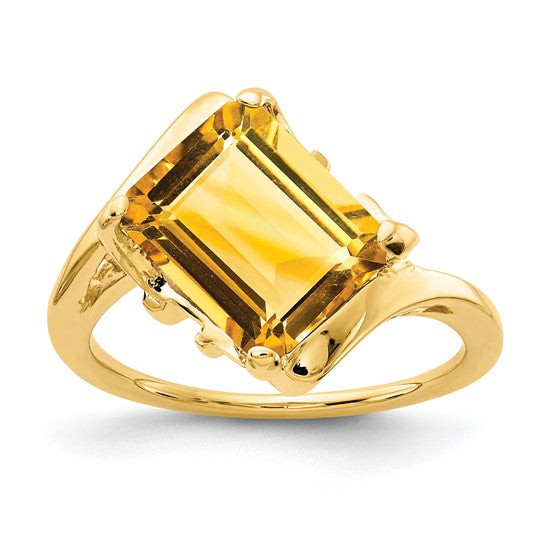 14K Yellow Gold 3 Carat Emerald Cut Ring