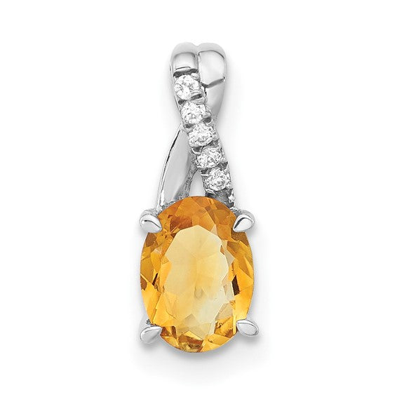 10K/14K White/Yellow Gold Natural Citrine & Diamond Twist Pendant