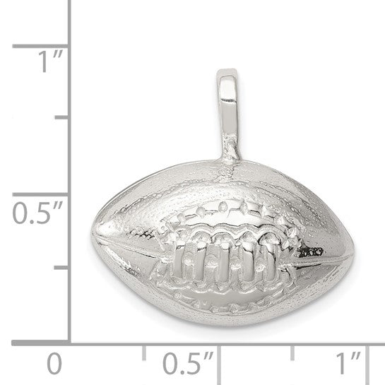 Sterling Silver Football Sports Pendant White Gold Plated