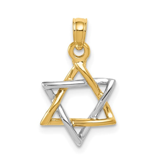 14K Star Of David Two Tone Pendant