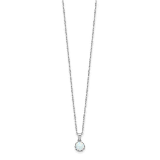 Sterling Silver Round Lab Created Opal Chain & Pendant Set