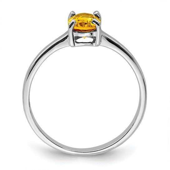 Sterling Silver White Gold Plated Solitaire Natural Citrine 1.6 Carat