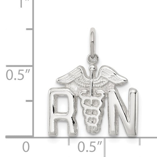Sterling Silver Registered Nurse RN Symbol Pendant