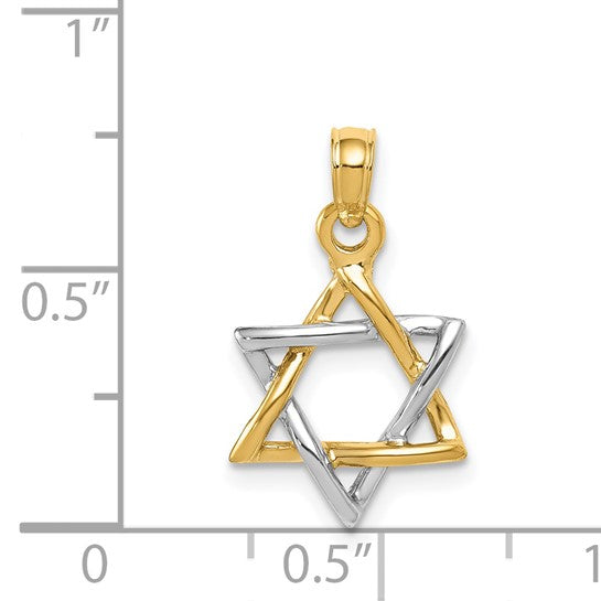 14K Star Of David Two Tone Pendant