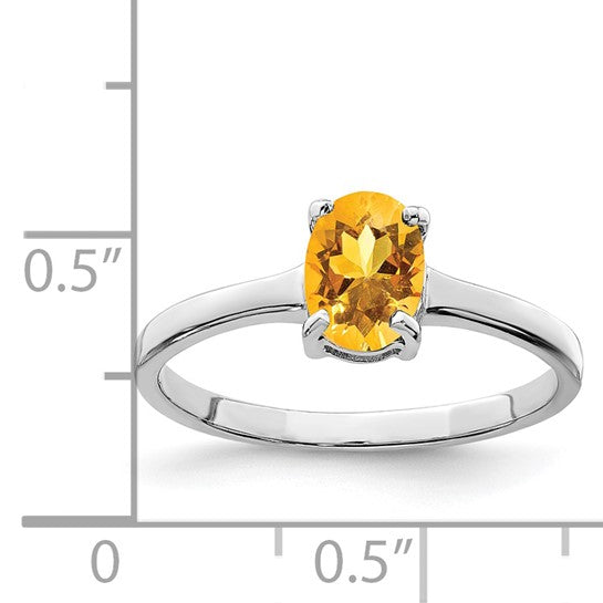 Sterling Silver White Gold Plated Solitaire Natural Citrine 1.6 Carat