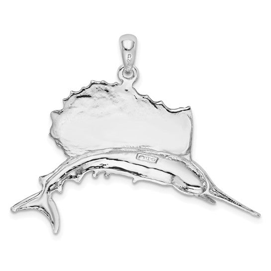 Sterling Silver Enameled Sail Fish Pendant