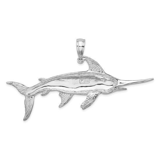 Sterling Silver Rhodium Plated Sword Fish Pendant