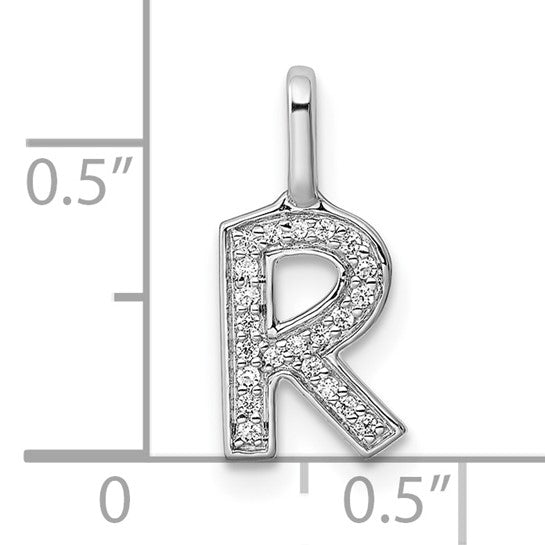 14K Yellow/White Gold Diamond Block Initial Letters Pendant