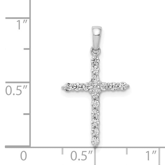 14K White Gold 1/4 Carat Diamond Cross Pendant