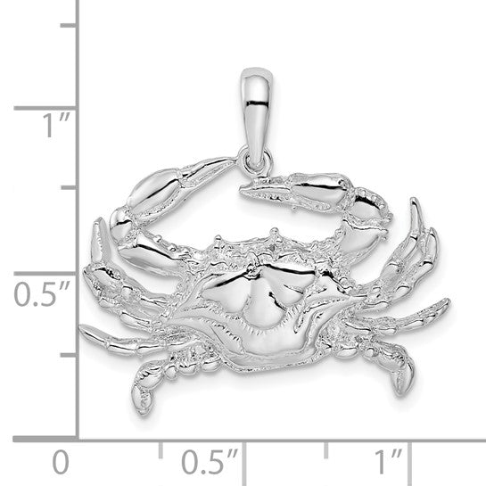 Sterling Silver Rhodium Plated Crab Claw Pendant