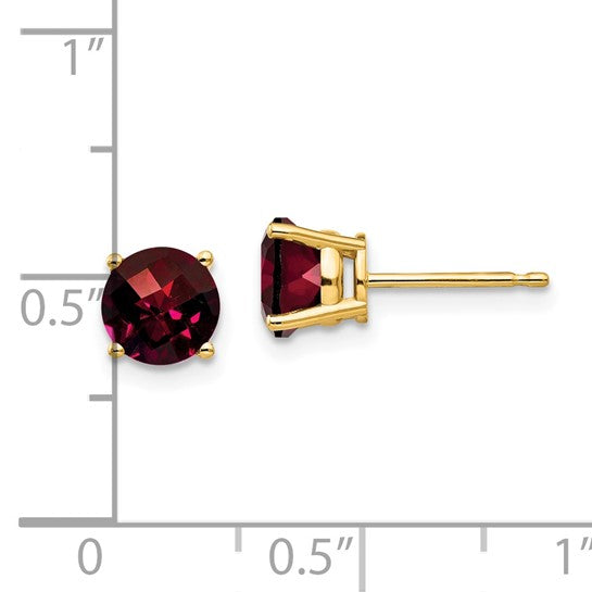 14K White/Yellow Gold 2 Carat Natural Garnet Stud Earrings