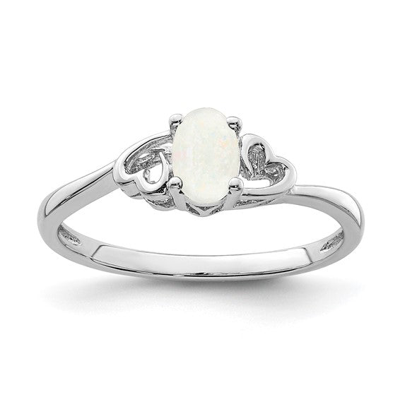 Sterling Silver October Birthstone Lab Created Opal Heart
