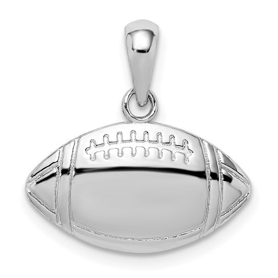 Sterling Silver Football Sports Pendant White Gold Plated