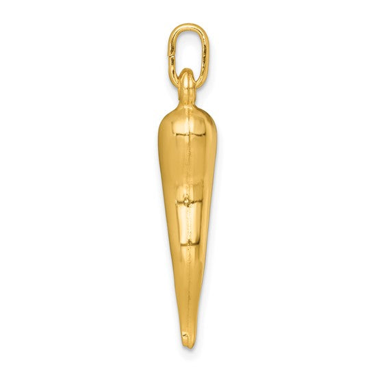 Sterling Silver Gold Plated 3D Italian Horn Pendant