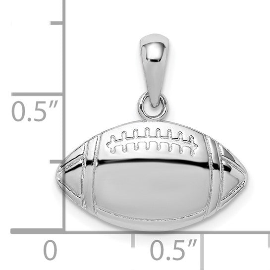 Sterling Silver Football Sports Pendant White Gold Plated