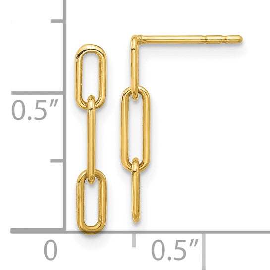 10K Yellow Gold Paperclip Short Dangle Earrings