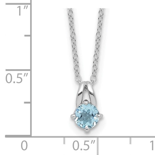 White Gold Filled Sterling Silver .5 Carat Solitaire Blue Topaz Necklace