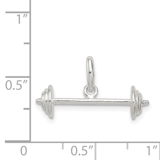 Sterling Silver 3D Weight Lifter Barbell Pendant