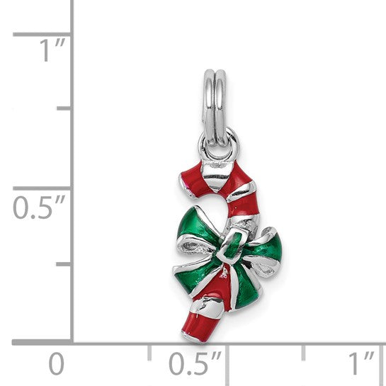 White Gold Filled Sterling Silver Candy Cane Pendant