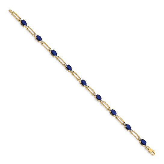 14 Yellow Gold White Gold Open Natural Sapphire & Diamond Bracelet