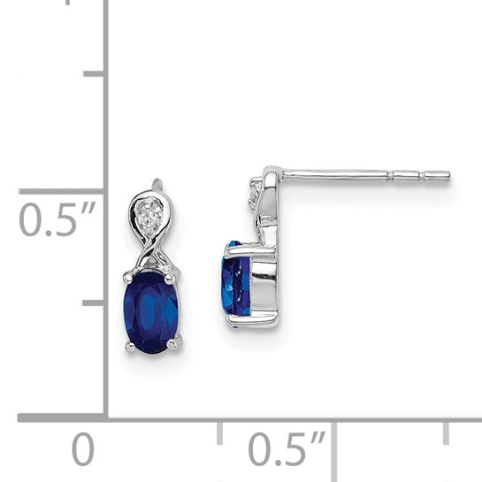 Sterling Silver Natural Sapphire & Diamond Drip Earrings
