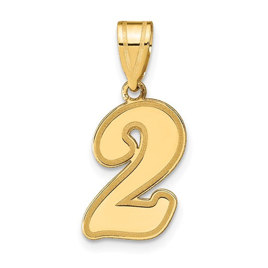 14K Yellow Gold Wave Font Style Gold Number Pendant 0-99