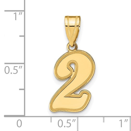 14K Yellow Gold Wave Font Style Gold Number Pendant 0-99