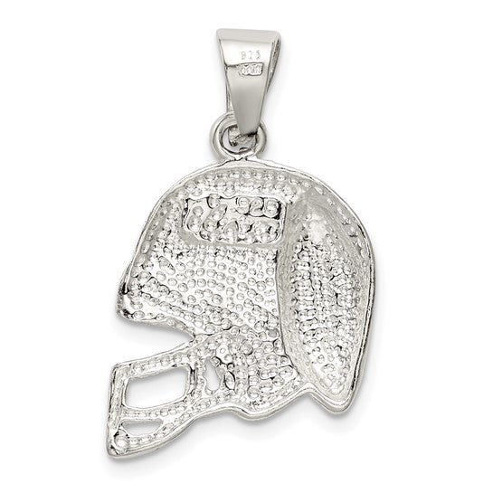 Sterling Silver Football Pendant White Gold Plated