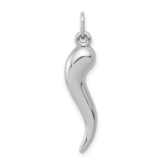 10K/14K Yellow/White Gold 3D Italian Horn Pendant
