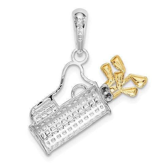 Sterling Silver/White Gold/Yellow Gold Two Tone Gold Clubs Pendant