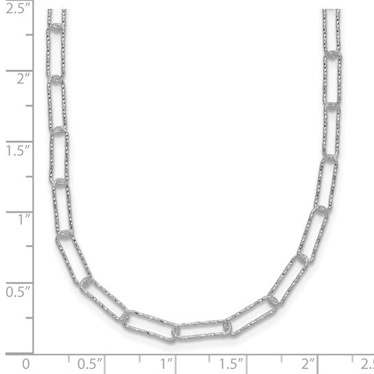 Sterling Silver Diamond Cut Textured Paperclip Chain