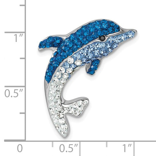 Sterling Silver Blue Crystal Dolphin Chain Slide