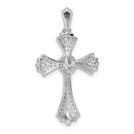 14K White Gold 1/3 Carat Diamond Crusted Cross Pendant