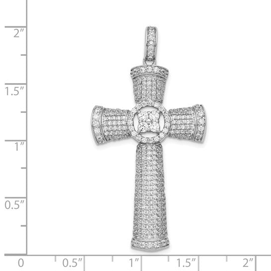 14K White Gold Diamond 1.75 Carat Large Cross Pendant
