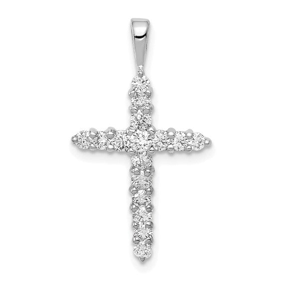 14K Yellow/White Gold 1/2 Carat All Diamond Cross Pendant