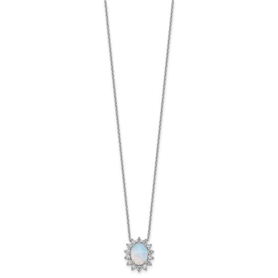 Sterling Silver Lab Created Opal Star Halo Chain & Pendant Set