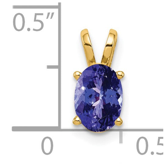 14K Yellow Gold Oval Cut Natural Tanzanite Pendant