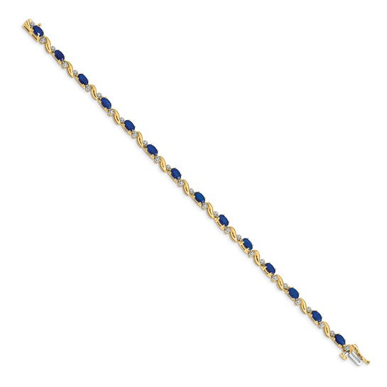 14K Yellow Gold White Gold Natural Sapphire Diamond Curve Bracelet