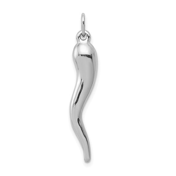 10K/14K Yellow/White Gold Large Italian Horn Pendant