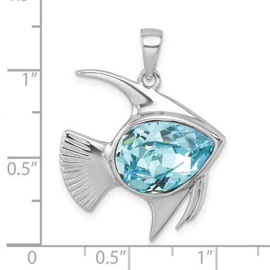 Sterling Silver Crystal Angel Fish Pendant