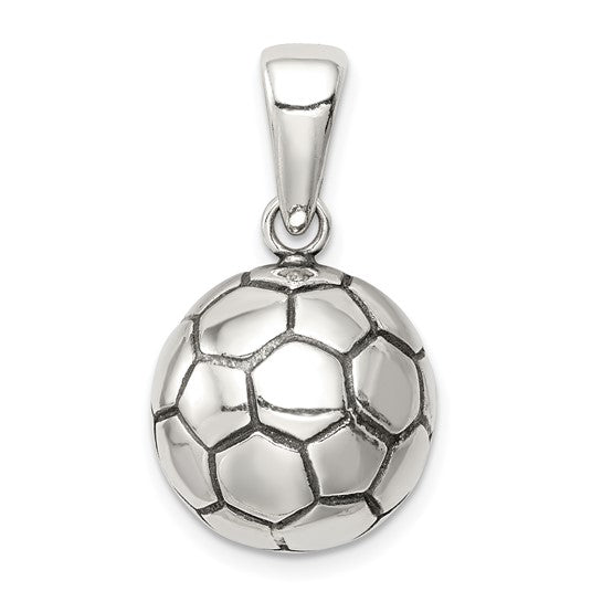 Sterling Silver 3D Soccer Ball Pendant