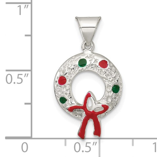 Sterling Silver Holiday Wreath Pendant