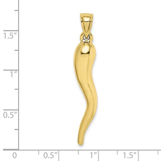 10K/14K Yellow/White Gold Large Italian Horn Hallow Pendant